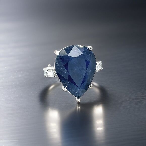 Sapphire Diamond Ring Size 6.5 14k W Gold 17.73 TCW Certified $3,590 217843 - Picture 5 of 14